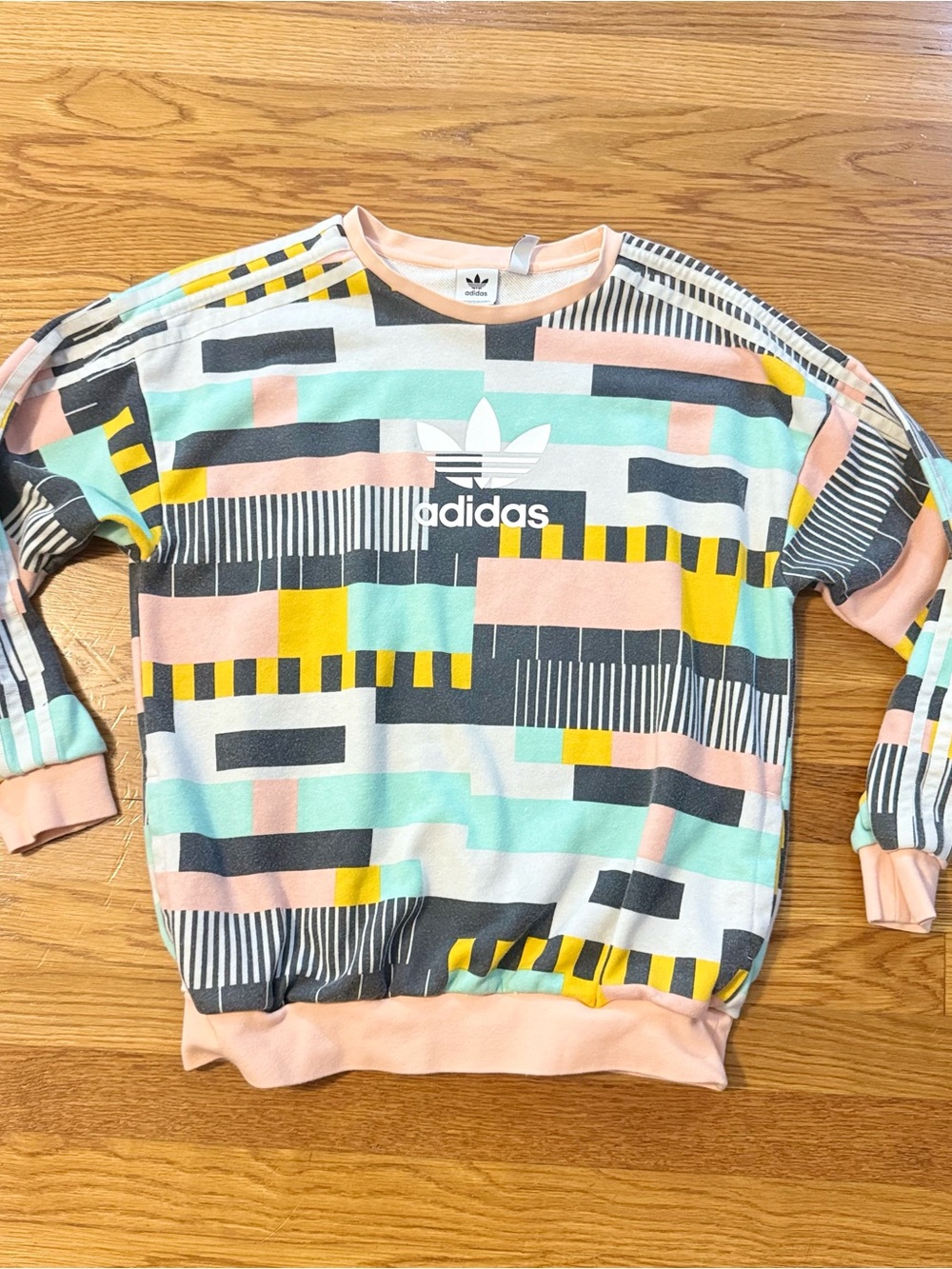 Adidas Originals Girls Youth XL 14-15 Geometric Trefoil Crewneck Sweatshirt